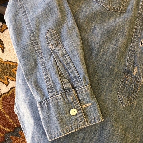 Worn once. J crew denim pullover button up - Picture 6 of 7